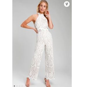 Lulus white lace jumpsuit